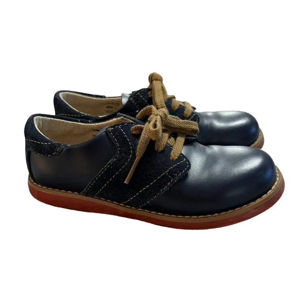 Footmates Sz 12.5 Navy Blue Leather Saddle Oxford Shoes